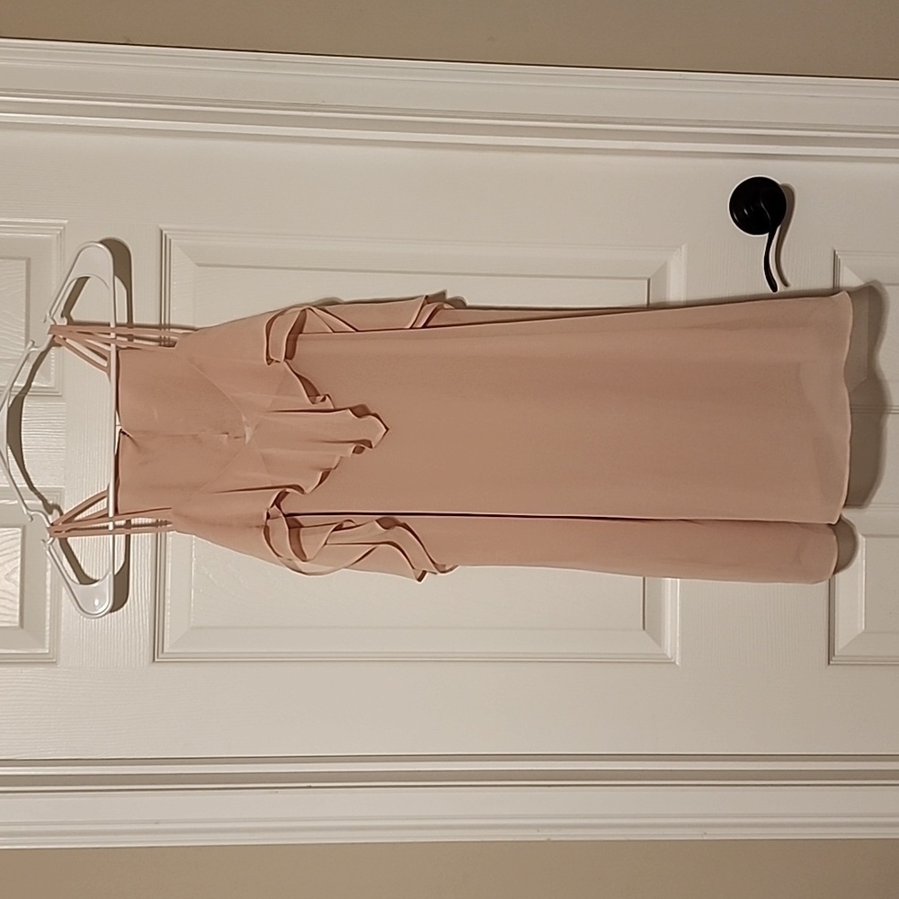 Bcbgeneration Light Pink Flowy Double Spaghetti Strap Dress With Ruffles, Size S